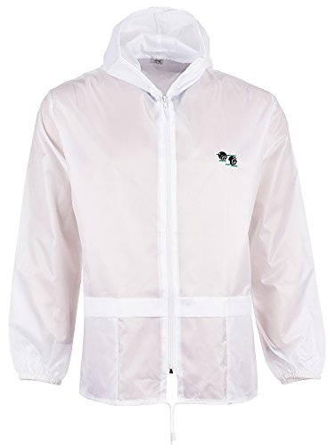 Unisex Lawn Bowling Bowlswear Bowls White Kagool Cagoule Hooded Rain Jacket Lightweight Showerproof Compact Easily Folds Away (XXL)