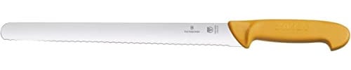 Victorinox, coltello da cucina per prosciutto Swibo, con lama seghettata flessibile da 25 cm, manico in nylon, nero