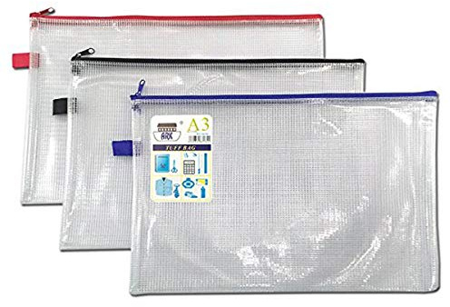 12 x A3+ Tuff Bag School Waterproof Storage Strong Pencil Pen Case Zip Wallet By ARK