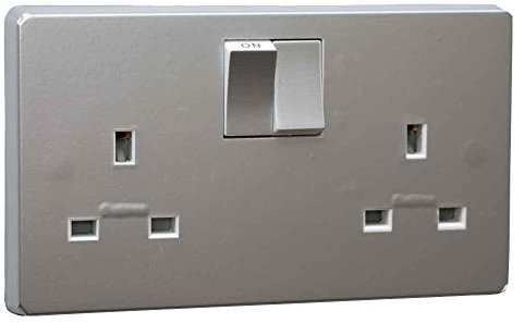 Plain Gloss Metallic Silver Power Outlet Socket Sticker [fits Crabtree 4306]