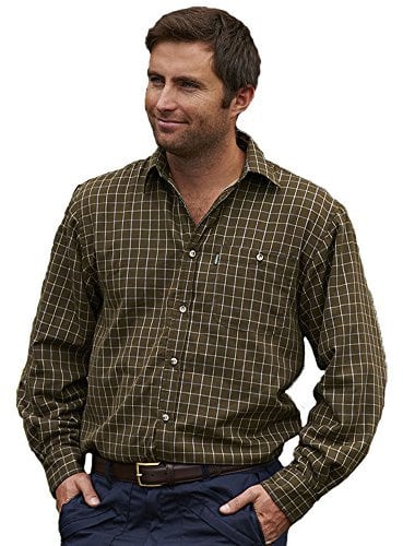 Champion Men's Milton Long Sleeve Micro Fleece Lined Winter Shirt (Green) L