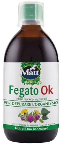 Matt, Fegato OK, Integratore Alimentare a Base di Cardo Mariano, Carciofo e Tarassaco Utili per Depurare l'Organismo, Confezione da 500 ml