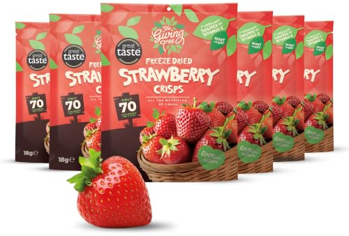 The Giving Tree Freeze Dried Fruit Crisps - Vegan, Gluten Free Nutritional Crisps (Strawberry, 18g (Pack of 6))