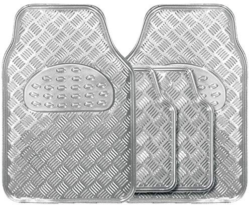 Streetwize - Checker Plate Car Mat Set Chrome for Interior Floor Protection