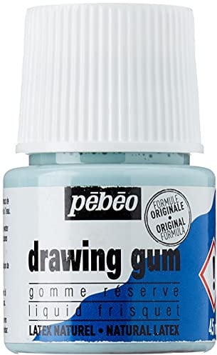 Pébéo - Drawing Gum - Gummi Flüssigkeit zum Malen Abziehbar - Gummi für das Maskieren für Tinte, Aquarellfarben, Gouache - 45 ml Flakon, 033000, Blau