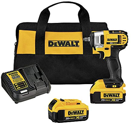 DEWALT 20V MAX Cordless Impact Wrench Kit with Hog Ring, 3/8-Inch (DCF883M2)