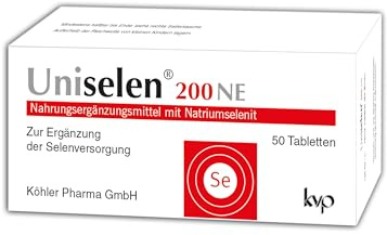 Uniselen 200 NE Tabletten – 200 µg hochdosiertes Selen (Natriumselenit) für eine normale Immunsystem- und Schilddrüsenfunktion und zur Unterstützung normaler Haare & Nägel, glutenfrei, vegan, 50 St
