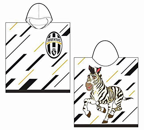 Juventus 8916 020 2130 Poncho aus Frottee, 100% Baumwolle, 50 x 50 x 1 cm, Weiß/Schwarz