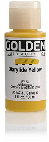 Pro-Art Golden Fluid Acrylic Paint 1 oz-Diarylide Yellow