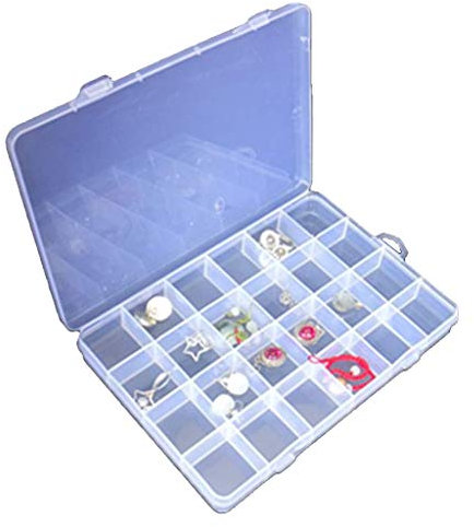 StaiBC Adjustable 24 Compartment Slot Plastic Storage Box Jewelry Tool Container