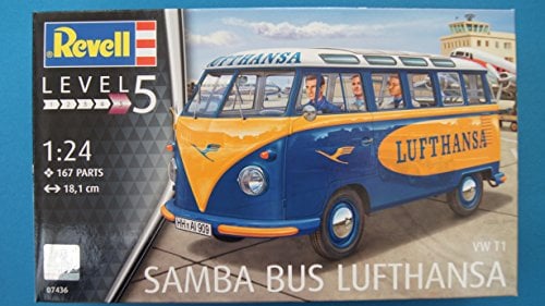 Revell 07436 Bausatz VW T1 Samba Bus Lufthansa, 18,1 cm