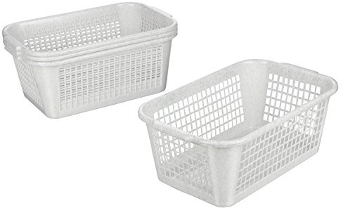 Kigima Aufbewahrungskorb 35x24x14,5cm 9L 4er Set – Allzweckkorb aus robustem Plastik (BPA-frei) – Aufbewahrungsbox für Küche & Bad – Haushaltskorb zur Aufbewahrung – Korb für Aufbewahrung – Granit