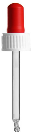 50 x Glas Pipette PL66mm - weiss/rot - mit Standard-Schraubverschluss - für 20ml Pipettenflaschen mit einem Schraubgewinde DIN 18 (18mm)