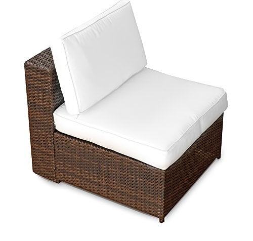 XINRO Garten-Lounge Sessel - Mittelteil - Polyrattan - braun-mix - erweiterbar - bequem - mit Kissen - Outdoor