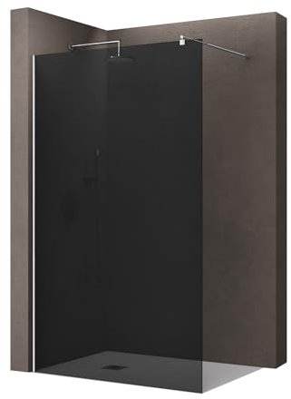 doporro Box Doccia Walk-In 120x200 cm, Parete Doccia Fissa in Vetro Temperato Fumé 8 mm con Barra Stabilizzatrice Regolabile e Profilo Cromato – Bremen01VG