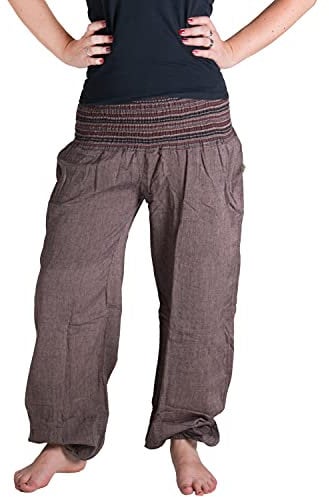 Vishes - Sommer Chino Haremshose aus Baumwolle mit super elastischem Bund - handgewebt - Alternative Bekleidung für Damen