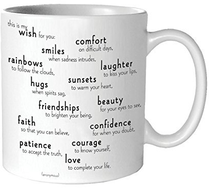 Quotable White Ceramic Mug, 400 ml, This is My Wish for You, Microwave and Dishwasher Safe…