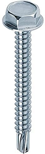 Mustad: 500 viti Drillex® Autoperforanti, Testa Esagonale con Collare, 4.2x13 mm, Zincate Bianche