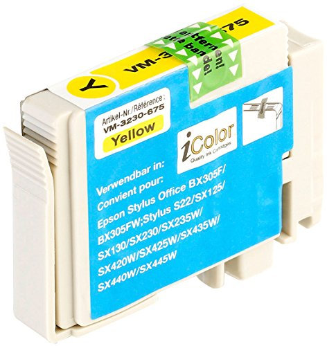 iColor kompatible Tintenpatronen für Tintenstrahldrucker, Kompatibel mit epson: Tintenpatrone für Kompatibel mit epson (ersetzt T1284), Yellow (Original)
