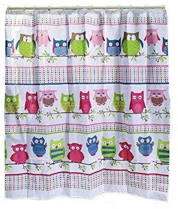 Textil Duschvorhang Eule, Eulen, 1,80 x 1,80 m inkl. Ringe