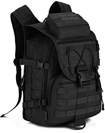 HUNTVP® 40L Militar Rucksack Taktisch Wanderrucksack Wasserdicht Trekkingrucksack MOLLE Tactical Sportrucksack Daypack Tagesrucksack Kampfrucksack 14 Zoll Laptoptasche für Outdoor Wandern, Schwarz