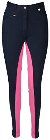 Avon Equine Women's Cotton/Lycra Horse Riding Jodhpurs with Front Pocket Ladies Soft Stretchy Two Tone Jodhpurs Jods Pants