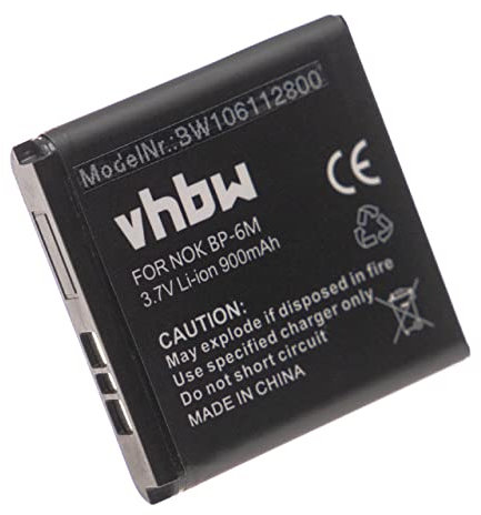 vhbw Akku kompatibel mit Nokia 3250, 6233, 6151, 6280, 6234, 6288, 9300i Smartphone Handy Smartphone Telefon (900 mAh, 3,7 V, Li-Ion)