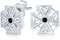 Boucles D'Oreilles Unisexe En Pierre Noire Avec Fleur De Lys Et Croix De Malte Pour Femmes Ados En Argent Sterling 925