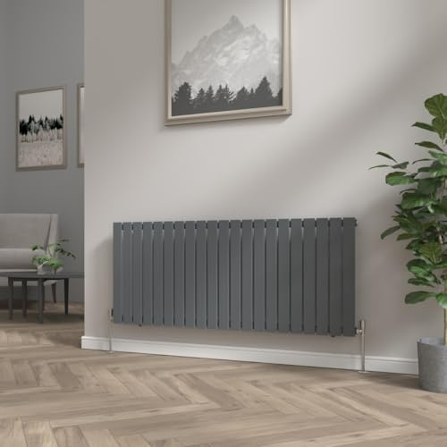 NRG 600x1428mm Anthracite Column Designer Radiator Single Flat Panel | Central Heating Rad, Mild Steel, Horizontal Radiator, Triple Layered Finish, for Bathroom, Kitchen, Hallway, Living Room