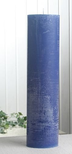 Rustik-Stumpenkerze, 40 x 10 cm Ø, blau