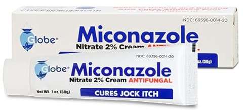 Globe Miconazole Nitrate 2% Antifungal Cream 1 oz, Cures Most Athletes Foot, Jock Itch, Ringworm and More. Compare to the Leading Name Brand