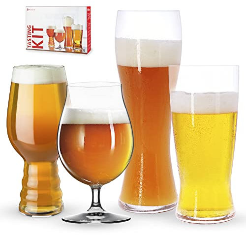 Spiegelau 4-teiliges Bier-Verkostungs-Glas-Set, Bier-Tasting-Set, Biergläser, Kristallglas, 540/ 440/560/700ml, Beer Classics, 4991695, Durchsichtig