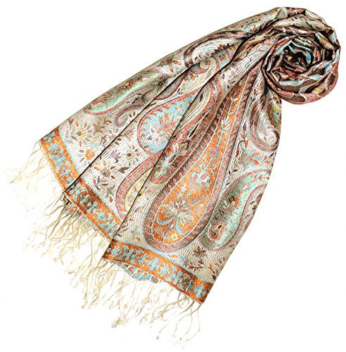 Lorenzo Cana Herrenschal Schaltuch jacquard gewebt 100% Seide 70 x 190 cm Paisley Muster Seidenschal Seidentuch Seidenpashmina harmonische Farben