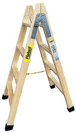 Escalera Plegable de 4 peldaños Plabell Madera 114 x 31/48 cm