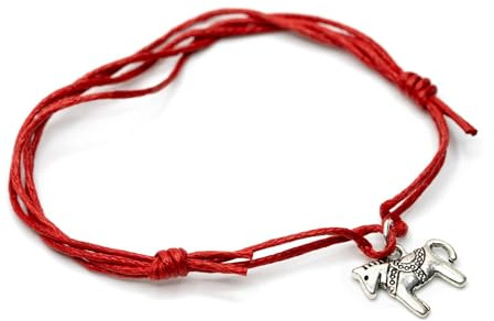 Miniblings Pferd Armband Anhänger Glücksarmband rot verstellbar Dala silber | Am Arm getragen, sorgfältig in Berlin gemacht, mit Mädchen
