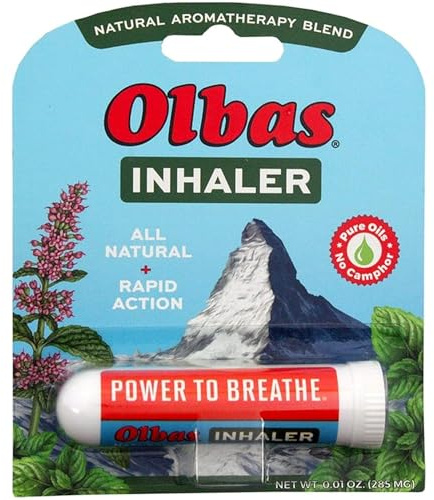 Olbas Inhaler Aromatherapy, Essential Oil Inhaler with Natural Oils, 1 Pack 285 mg, Pocket Sized Nasal Inhaler Stick for Clear Breathing and Sinus Relief