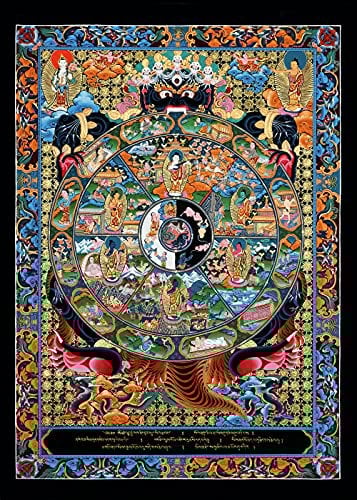 Thangka Buddha Lebensrad Druck Kunstdruck religiöses Wandbild Reproduktion 50 x 70 cm