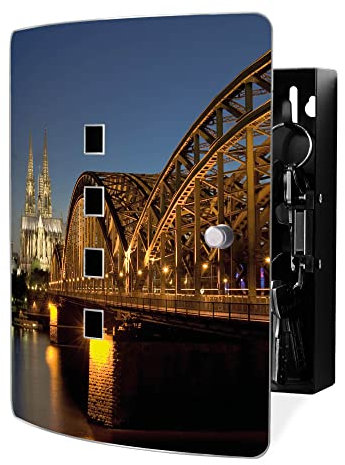 banjado Design Schlüsselkasten aus Edelstahl für 10 Schlüssel/Schlüsselbox zur Schlüsselaufbewahrung 24 x 21,5 x 7cm groß mit praktischem Magnetverschluss/Motiv Köln