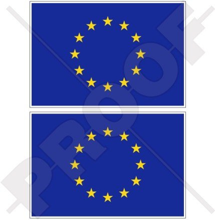 StickersWorld Aufkleber aus Vinyl, Motiv: Europäische-Union-Flagge, 75 mm, 2 Stück