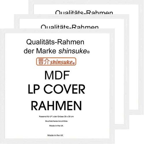 empireposter LP Schallplatten-Cover Rahmen - 3 Stück Rahmen #534200 LP Wechselrahmen der Marke Shinsuke® für LP-Cover 3 cm MDF Holzfaserwerkstoff 31,5x31,5 cm Weiss