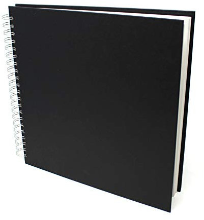 Artway Studio - Spiralgebundenes Quadratisches Skizzenbuch - 285mm - 96 Seiten/48 Blätter aus 170 gsm Papier - Schwarzes Skizzenbuch mit festem Einband, Schwarz