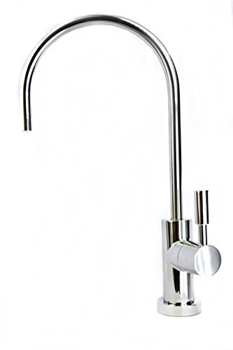 Deluxe Drinking Water Filter Tap | Long Reach, Chrome, Swan Neck, Modern, European Style | Fits All Water Filter Systems & Reverse Osmosis Systems that use 1/4 Tubing