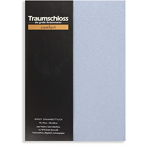 Traumschloss Spannbetttuch »Comfort« 100% Baumwolle | Edel-Jersey | bügelfrei | Mittelblau | 180-200x200cm