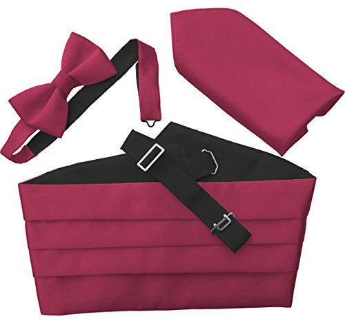Great British Tie Club Hombres Satén Conjunto Fajines: Incluye Pajarita y Pañuelo (Rosa Fucsia)