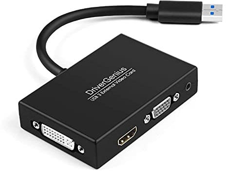 DriverGenius ViewX Trio Adattatore USB 3.0 a HDMI/DVI/VGA con Uscita Audio da 3,5 mm, 1080p/60Hz, per Scrittori, Designer e Analisti Dati, Compatibile con Windows 11 & macOS 15