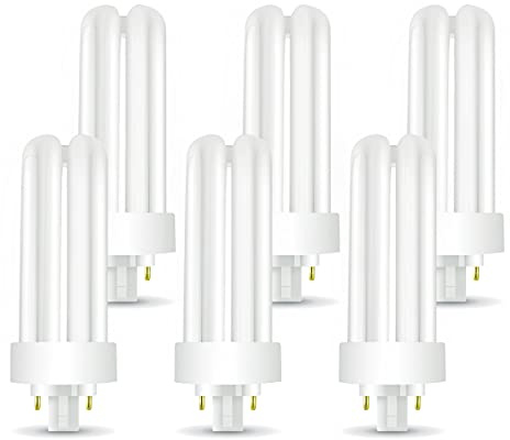 Circle PLT-26W 850 – 26 Watt Triple Tube CFL Plug-in Bulb, GX24Q-3 4-Pin Base, 5000K Daylight White, Replaces Sylvania CF26DT/E/IN/850, Philips PL-T 26W/50/4P/ALTO – 6 Pack