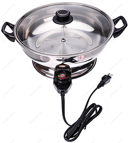 Shabu Shabu Hot Pot électrique Mongolie Hot pot avec diviseur 4 Liter argenté