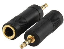 electrosmart Headphone/Microphone Adaptor ~ 3.5mm Plug to 6.35mm Jack Socket with Gold Plated Contacts