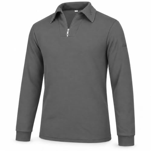 Brandsseller Herren Rollkragenpullover mit Reißverschluss | Leichter Baumwollpullover, Mit Reißverschluss und Kragen, Weich, bequem & atmungsaktiv, Ideal für Sport, Freizeit & Alltag