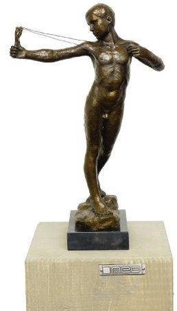 Kunst & Ambiente - Jugendstil Bronzefigur - Männlicher Akt - Slingboy - William Reid Dick - signiert - Deko Figur - Wohndeko - Dekoration
